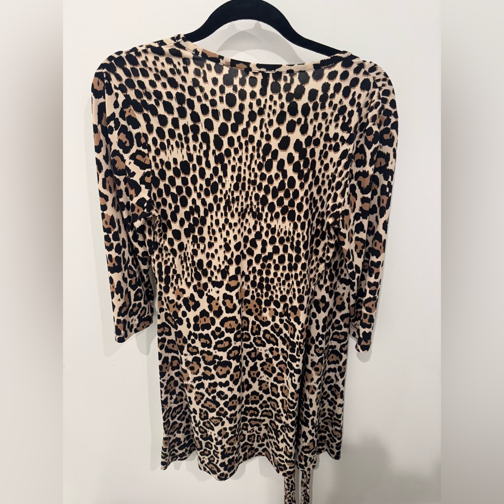 Banana Republic Leopard Animal Print Wrap Long Sleeve Dress Size Small - Picture 7 of 8